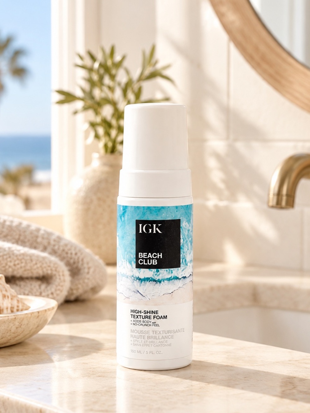 IGK Beach Club High-Shine Texture Foam – Heatless Waves & UV Protection